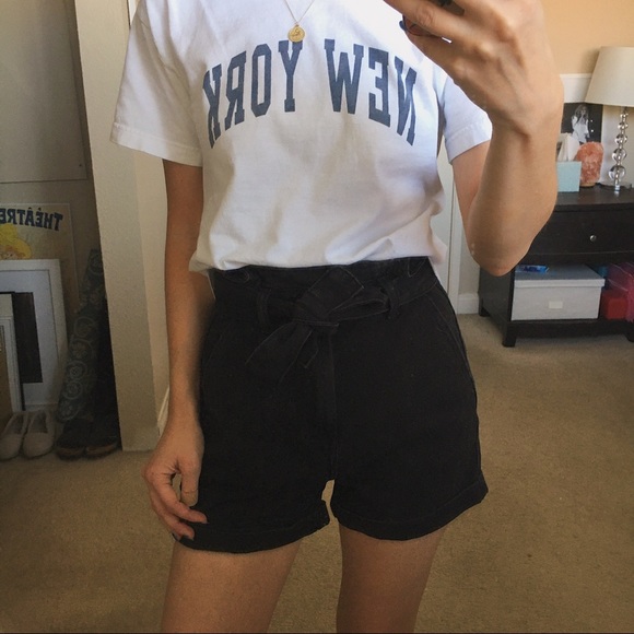 Primark High Waist Paperbag Denim Shorts Black Size 0 - Picture 9 of 9